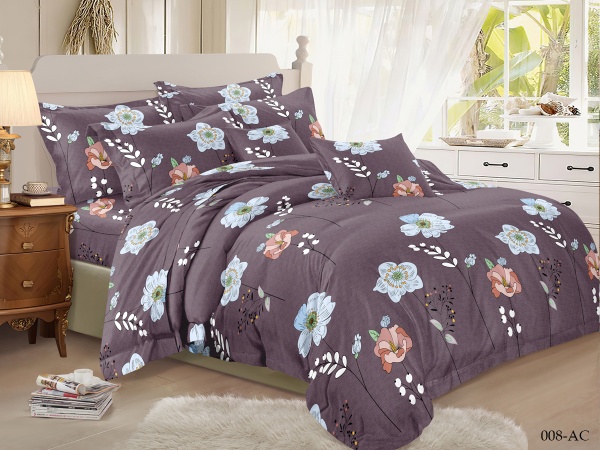 Постельное белье Семейное Cleo Art Color с принтом цвет светло-коричневый 220*240