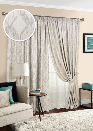 Комплект штор на тесьме "Allegro" 2 шторы 200х270, тюль 450х270 беж