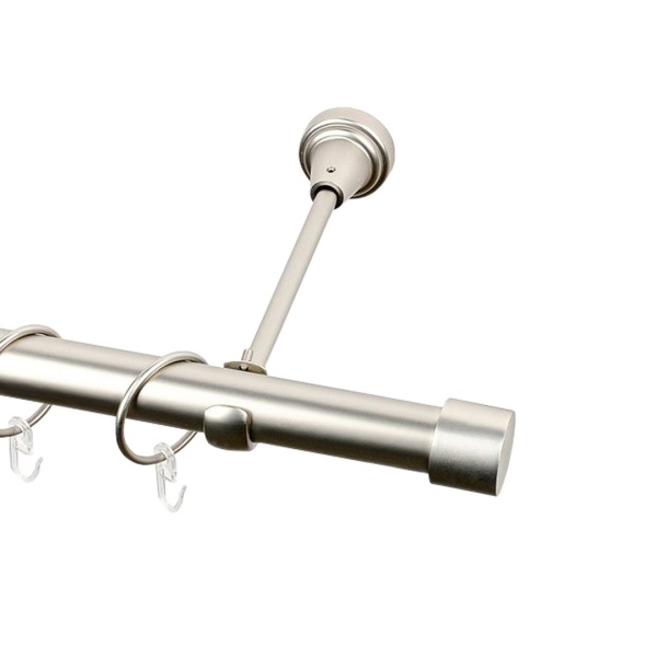 Однорядный металлический карниз, Матовый никель, Ø25мм, 400см