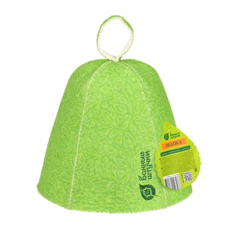 Шапка для бани и сауны с узором и вертикальным логотипом "Банные штучки", войлок, 100% шерсть