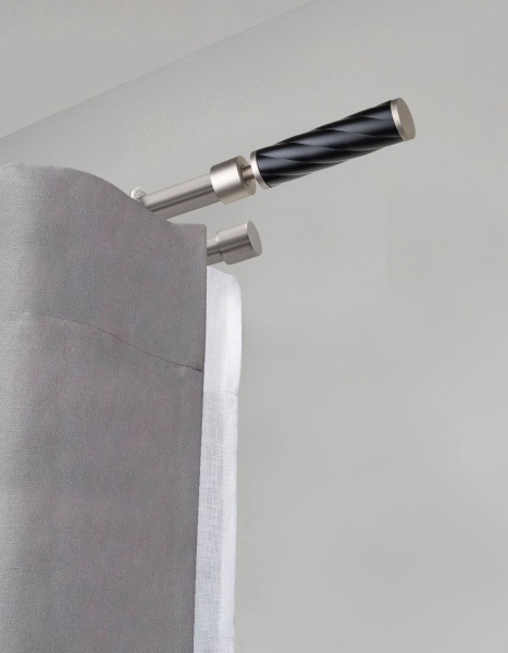 Карниз комплектный 2-рядный, металл, 16/16мм, матовый хром, Цилиндр "Дорический", 200см