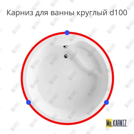 Карниз для ванны Круглый d100 Усиленный 25 мм