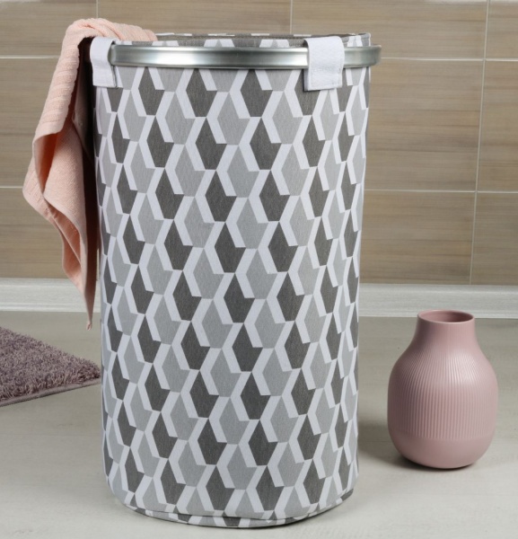 Корзина для белья на завязках FX-1033A, серая, 80л