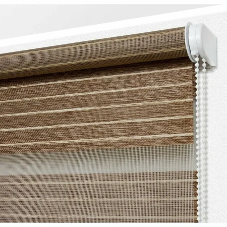 Рулонные шторы день ночь УЮТ Манчестер цвет коричневый