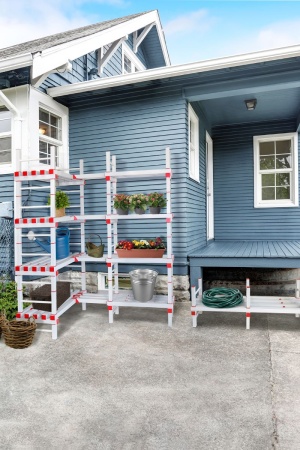 Стеллаж одноярусный С-132, серый/красный