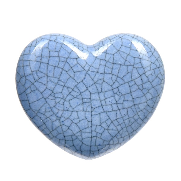 Ручки керамические для мебели Сердце цвет серо-голубой (6 шт)