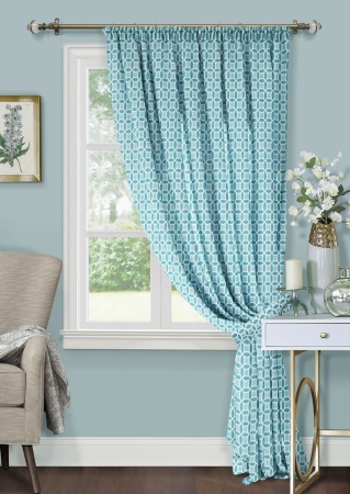 Штора на тесьме 220х270 см Lubawa с подхватом цвет голубой