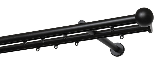 Карниз двухрядный D20/30 Доминика Шар (черный)