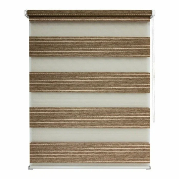 Рулонные шторы день ночь УЮТ Манчестер цвет коричневый