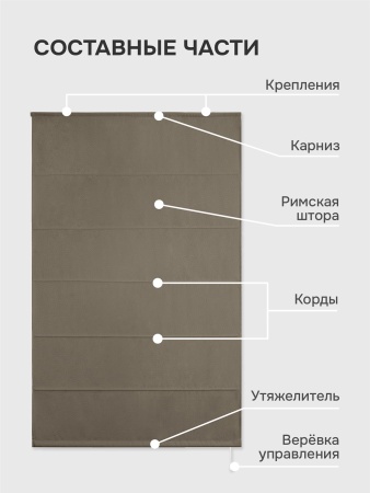Римская штора Мальва, цвет коричневый