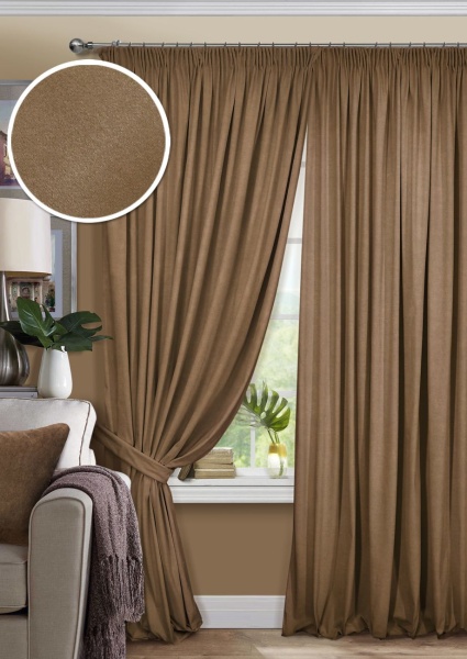 Комплект штор на тесьме "Pudra" 200х270 светло-коричневый