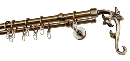 Карниз 2-х рядный гладкий ∅20/16мм, бронза, 400 см, Лиана Карниз 2-х рядный гладкий ∅20/16мм, бронза, 400 см, Лиана