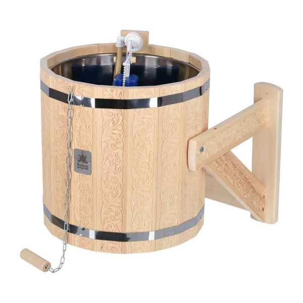 Русский душ 20 л, «Цветы», обливное устройство c нержавеющей вставкой, система регулировки обручей, липа "Банные штучки"