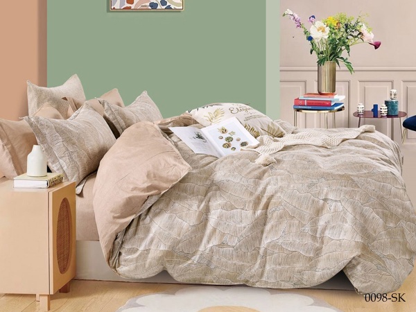 Cleo сатин набивной "Satin de Luxe" евро 200*220 цвет бежевый