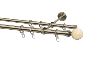 Карниз двухрядный, Наконечник Шар янтарь, Золото антик, Д20