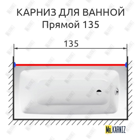 Карниз для ванной Прямой 135 Усиленный 20 мм