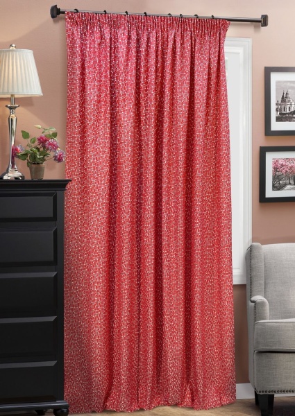 Портьера на тесьме "Domino" 220х270 красный