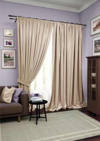 Комплект штор "Avery" 2 шторы 220х270, тюль 450х270 бежевый светлый