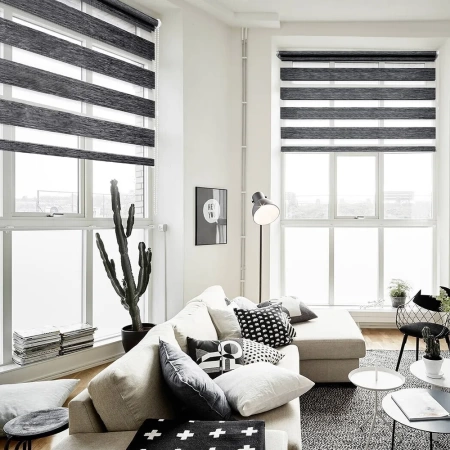 Рулонные шторы день ночь Канзас цвет графит