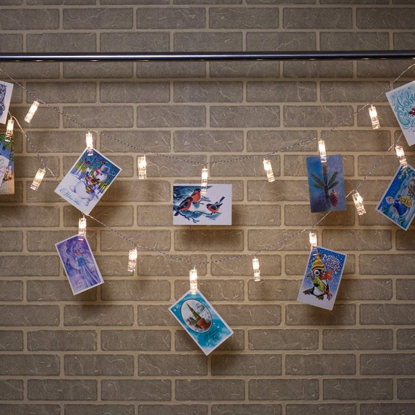 Электрогирлянда светодиодная Vegas Прищепки теплый 3 м