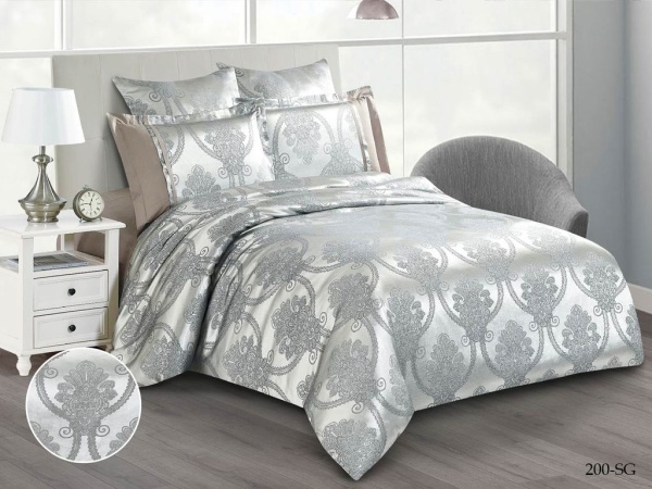 Постельное белье Евро Cleo Satin Jacquard цвет белый