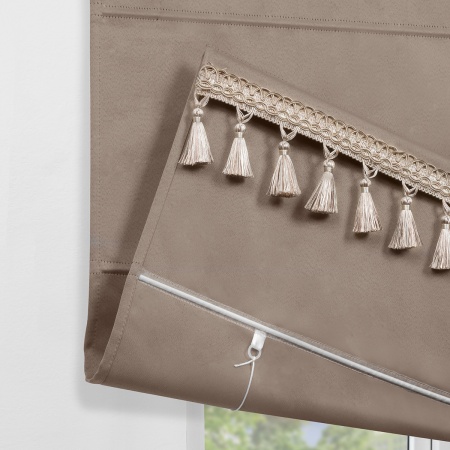 Римская штора с бахромой, Флавия Blackout на цепочном механизме, цвет бежевый