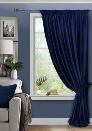 Штора на тесьме 200х270 Pudra с подхватом цвет глубокий синий