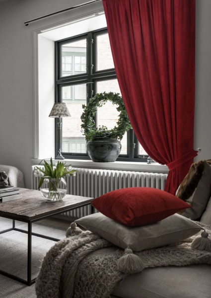 Портьера на тесьме"Chenille" 160х270 красный