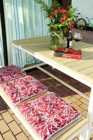 Сидушка на стул с завязками 40x40 см Red Corals с принтом