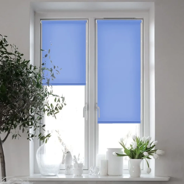 Рулонные шторы Лайт однотонные цвет небесный Рулонные шторы Лайт однотонные цвет небесный