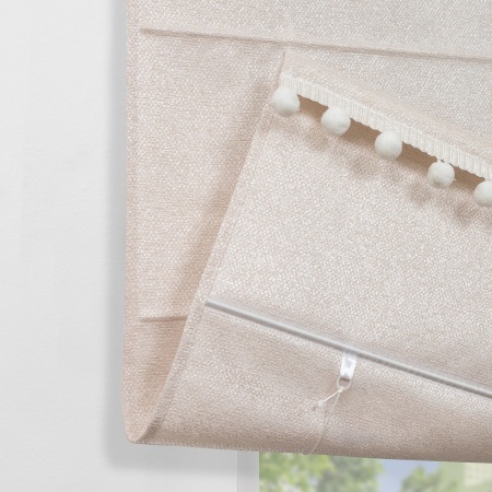 Римская штора с помпонами, Валенсия цвет бежевый