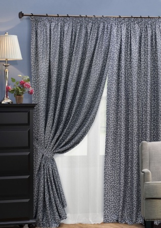 Комплект штор на тесьме "Domino" 2 шторы 200х270, тюль 450х270 синий