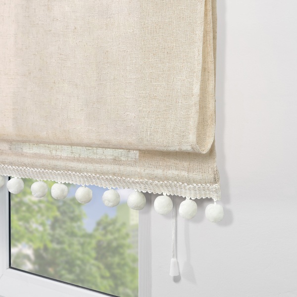 Римская штора с помпонами, Сидней цвет бежевый