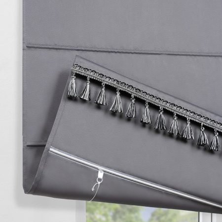 Римская штора с бахромой, Флавия Blackout на цепочном механизме, цвет серый
