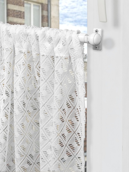 Комплект Шторы-Кафе с помпонами, размер 130х60 см, 2 шт, цвет белый