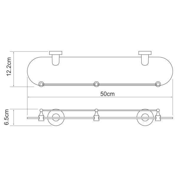 Полка стеклянная с бортиком Isen K-4044