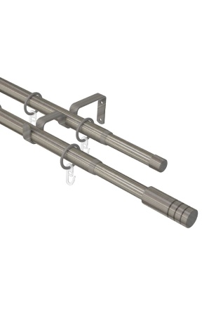 Карниз телескопический двухрядный, Хром матовый, Цилиндр