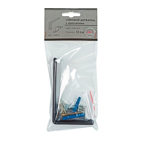Стеновой держатель для шины, металл, 12 см, черный Стеновой держатель для шины, металл, 12 см, черный