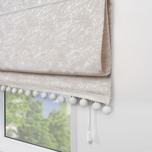 Римская штора с помпонами, Сиеста цвет бежевый