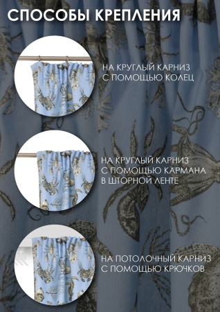 Комплект штор на тесьме "Бриз" 160х270/300х270 цвет голубой