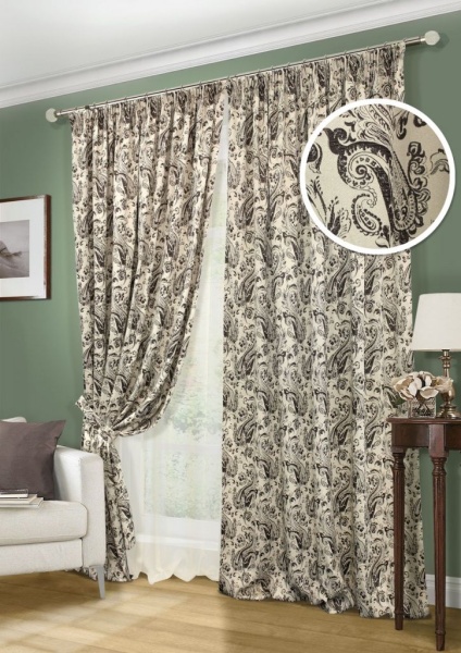 Комплект штор "Пейсли Paisley-S" 2 шторы 200х280, тюль 450х280 с узором