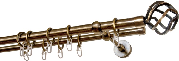 Двухрядный гладкий карниз Глобо ∅20/16мм Бронза