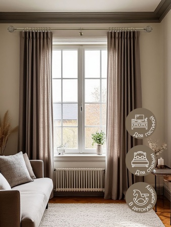 Карниз для штор, настенный, штанга 25 мм, Шар кованый, золото антик