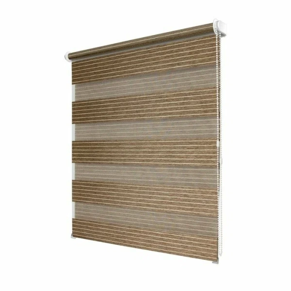 Рулонные шторы день ночь УЮТ Манчестер цвет коричневый