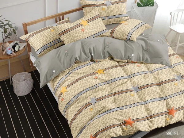 Постельное белье Полуторное Cleo Satin Lux с принтом звезды 150*220
