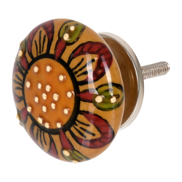 Ручки керамические для мебели Подсолнух ручная роспись цвет разноцветный (6 шт)