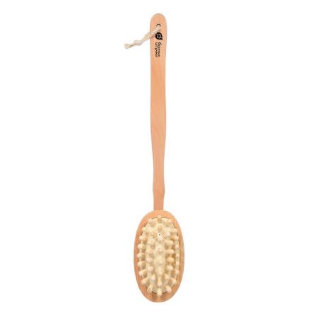 Щетка деревянная, двусторонняя с импульсным массажером, 42 см, для бани и сауны "Банные штучки"