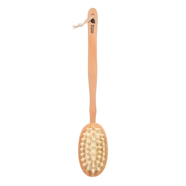 Щетка деревянная, двусторонняя с импульсным массажером, 42 см, для бани и сауны "Банные штучки"