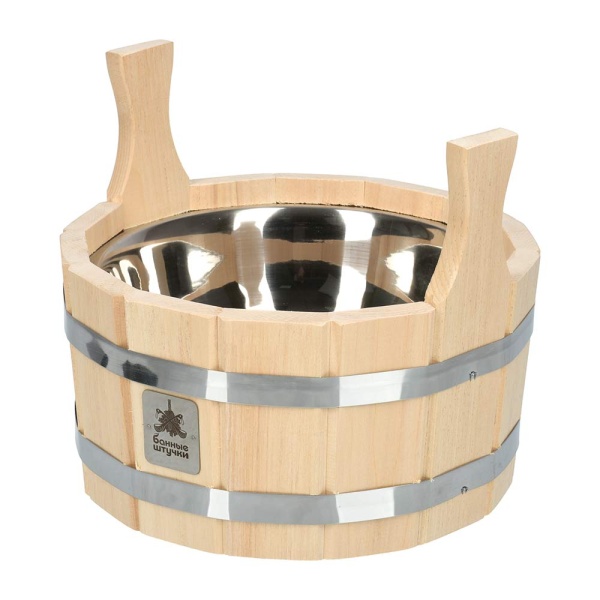 Ушат "шайка", 6,5 л, с нержавеющей вставкой, липа "Банные штучки"