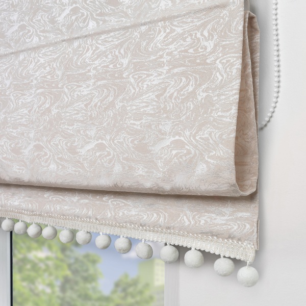 Римская штора с помпонами Сиеста, на цепочном механизме, цвет бежевый